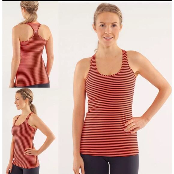 Lululemon Cool Racerback Classic Stripe Light Flare Inkwell W1256S Size 2 - Picture 1 of 7